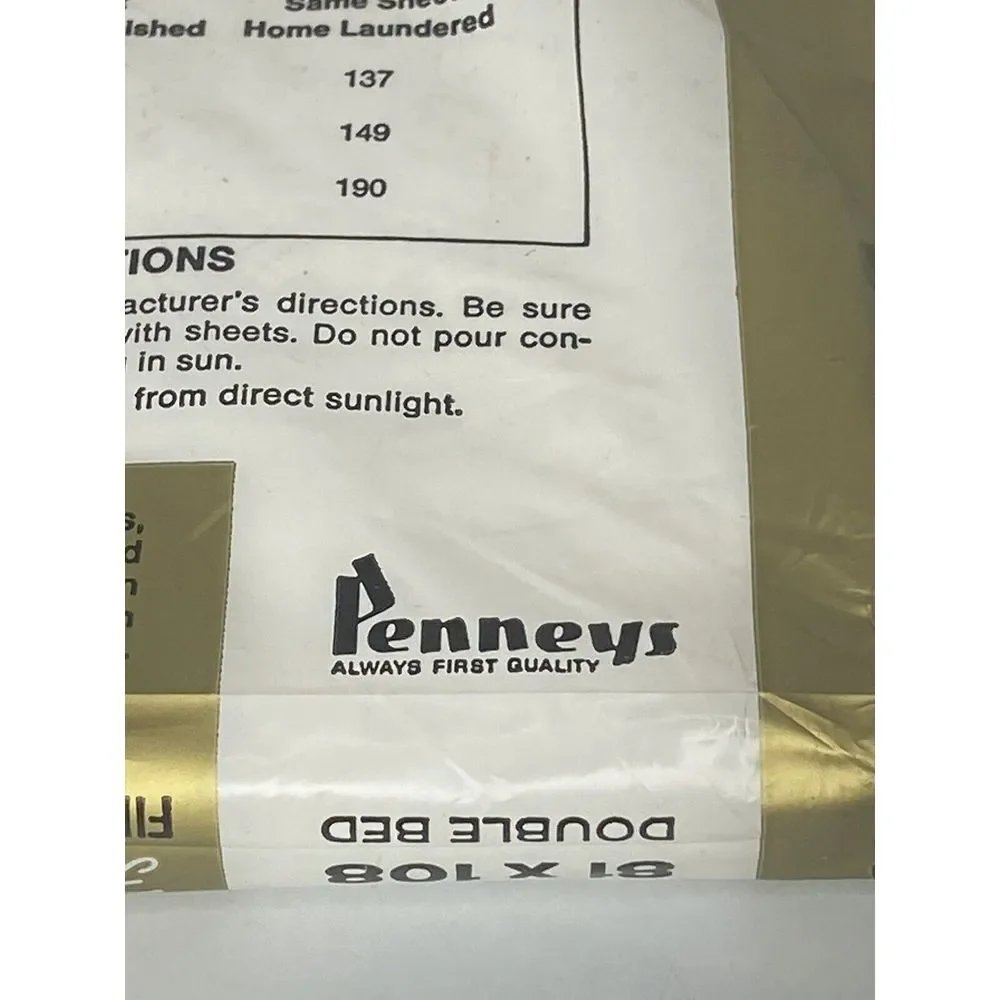 Vintage Flat Sheet Fashion Manor‎ JC Pennys Pencale Quality Double Bed NIP